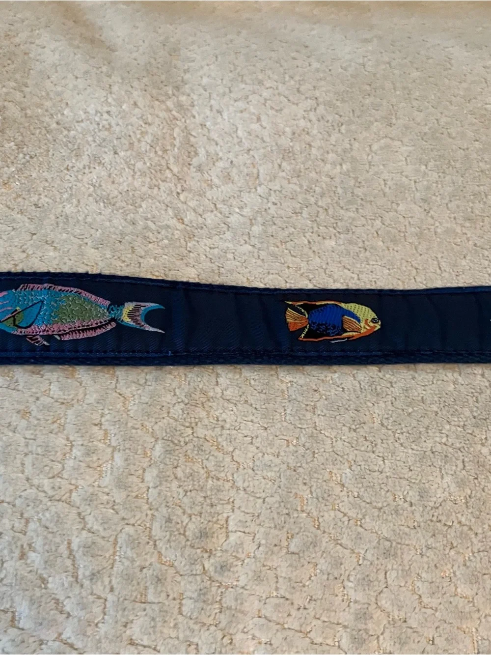 VTG Leather Man Ltd Essex CT Fish Belt Mens 32 Brass Buckle Blue Yacht Preppy